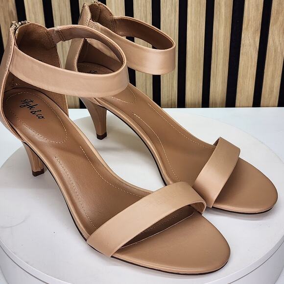 Style&Co Shoes - Style & Co Women’s Nude Ankle Strap Heeled Sandals – Size 12M